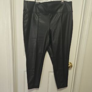 Nine West Black Faux Leather-Look Leggings